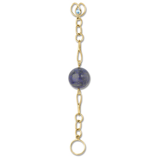 Long Lapis Lazuli Bead Expression, 9ct gold plate