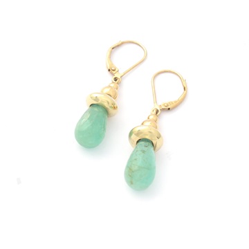 Emerald Drop Earrings-pierced Ears