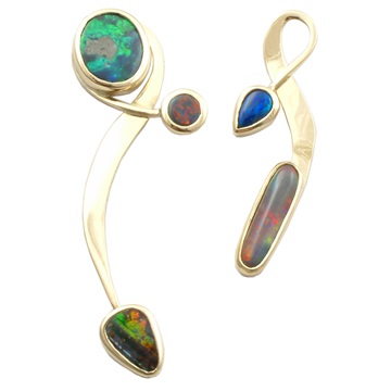 Asymmetric opal earrings