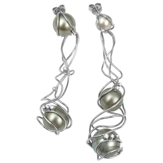 Pearl, diamond earrings