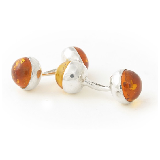 Amber silver cufflinks