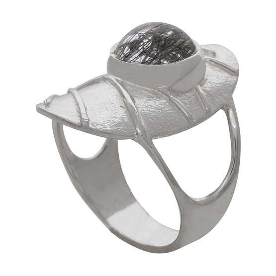 Tourmalinated Quartz Silver Ring