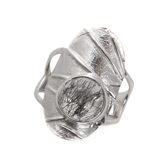 Tourmalinated Quartz Silver Ring