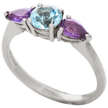 Aquamarine, Sapphire 18ct White Gold Ring